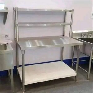 Stainless Steel Worktop with Overshelves