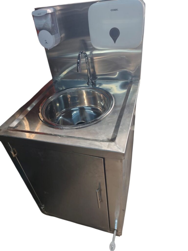 Stainless Steel Hand Wash Station with Cabinet, Soap & Paper Towel Dispenser
